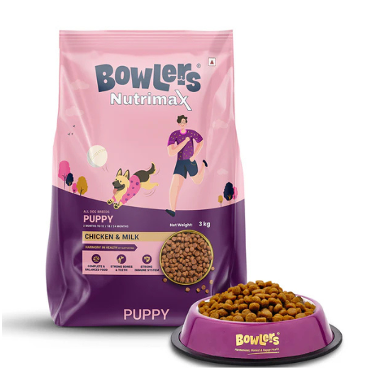 bowlers nutrimax puppy dry dog food | chicken & milk |3 kg | smooth digestion & healthy coat | bowlers nutrimax puppy dry dog food | chicken & milk |3 kg | smooth digestion & healthy coat |