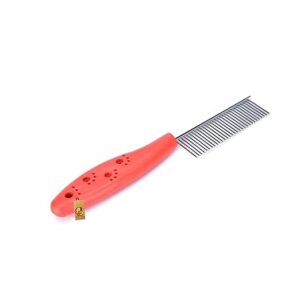 foodie puppies single side steel needles dog comb (paw single comb) (color may vary) | stainless steel fine teeth and comfortable grip plastic handle | remove matts, knots and tangle