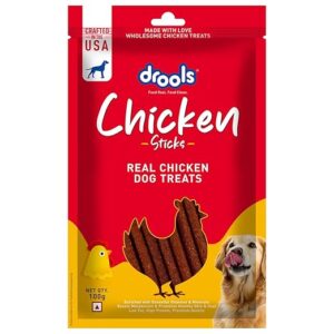 drools real chicken flavor dog treats sticks, 100gm | rich in protein, no artificial preservatives | best for training & bonding | for puppy & adult | formulated in usa | premium treats |