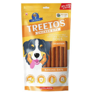 dr.pets treetos dog food, chicken sticks for dog chew stick for all life stages, dog treats for adult dog & puppies, gluten free, soft & chewy texture, banana oats flavor 70g pack of 1