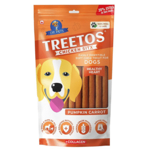 dr.pets treetos dog food, chicken sticks for dog chew stick for all life stages, dog treats for adult dog & puppies, gluten free, soft & chewy texture, pumpkin carrot flavor 70g pack of 1