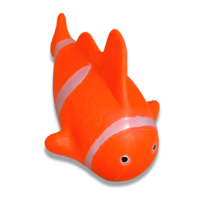clown fish bath buddy squirter floating orange fish rubber bath toy, fun water squirting bathtime play for toddlers, soft sea life animal toy for the bathtub, beach, & pool for girls & boys