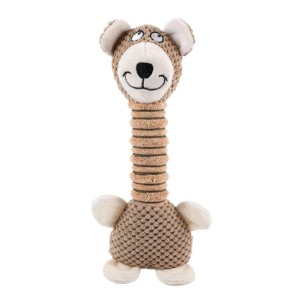 brown plush bear toy with squeaker for dogs and cats