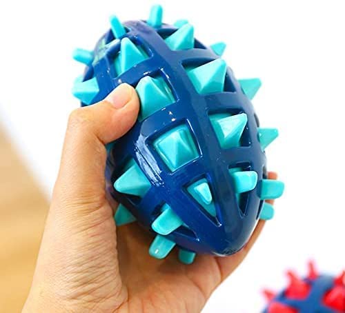 spikey shell rugby toy ball for dogs | rubber squeaky toy ball for dogs | chew toy for dogs | teething toy for puppies (color may vary) spikey shell rugby toy ball for dogs | rubber squeaky toy ball for dogs | chew toy for dogs | teething toy for puppies (color may vary)
