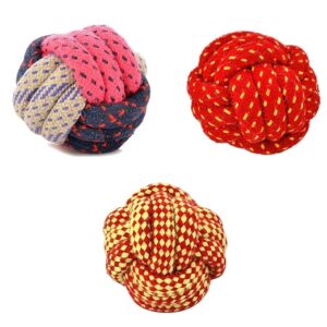 dog rope small ball toy biting teething durable cotton chewable fetch chew training playing thrower toy for dogs and cats