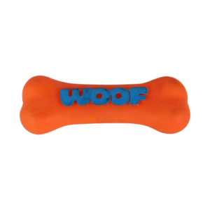woof bone shape rubber dog toy – durable chew & fetch toy for dogs