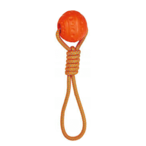 rubber ball with rope dog toy – interactive tug, fetch & chew toy