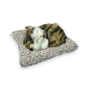 plush cat on pillow squeaky dog toy – soft comfort chew & play toy