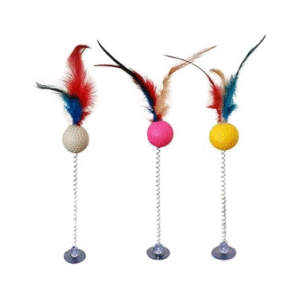 spring feather ball interactive pet toy – suction cup teaser for dogs & cats