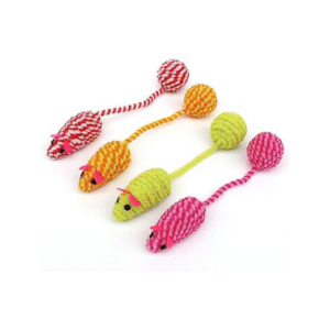 rope mouse chew toy with ball – interactive tug & teething toy for dogs