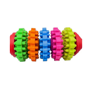 multi ring rubber dental chew dog toy – colorful teething & gum care toy
