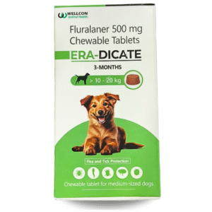 era dicate fluralaner 500 mg chewable tablets for dogs (10–20 kg) – 3 months flea & tick protection