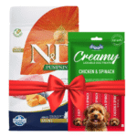 farmina n&d pumpkin mini adult dog food + drools creamy chicken & spinach dog treat combo