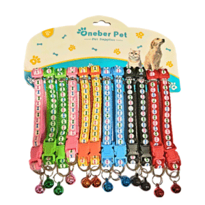 dogtown adjustable puppy collar with bell – bone print soft pet collar