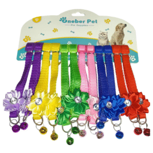 dogtown elegant floral puppy collar with bell – decorative adjustable pet collar