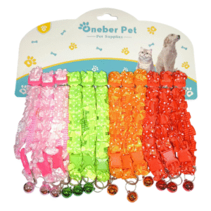 dogtown adjustable printed puppy collar with bell – soft nylon collar for puppies & small dogs